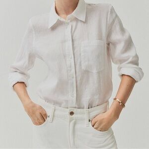 H&M White 100% Linen Button Top Size XS